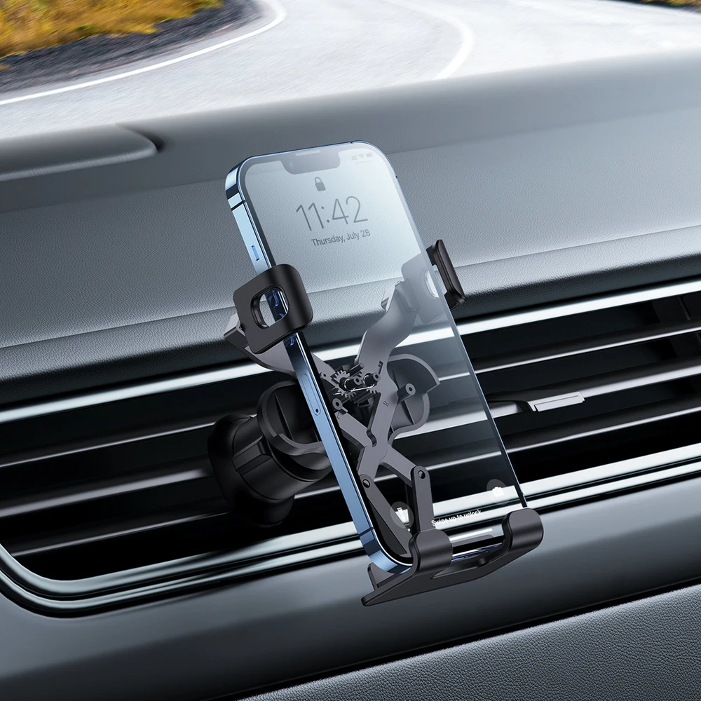Baseus gravitacinė oro išleidimo angos rankena ant automobilio grotelių - Juoda