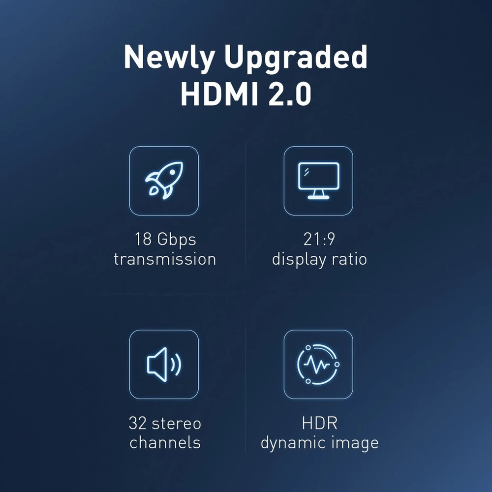 Baseus High Definition Series HDMI 2.0 kabelis 4K 60Hz 0.75m – juodas