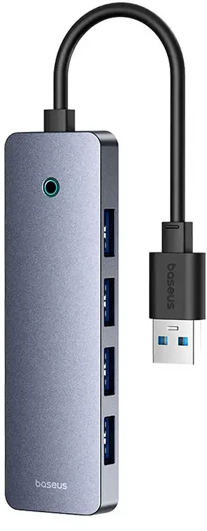 4in1 šakotuvas „Baseus UltraJoy Lite“, 15 cm, USB-A į 4x USB 3.0 + USB-C 5V (rutulinis)