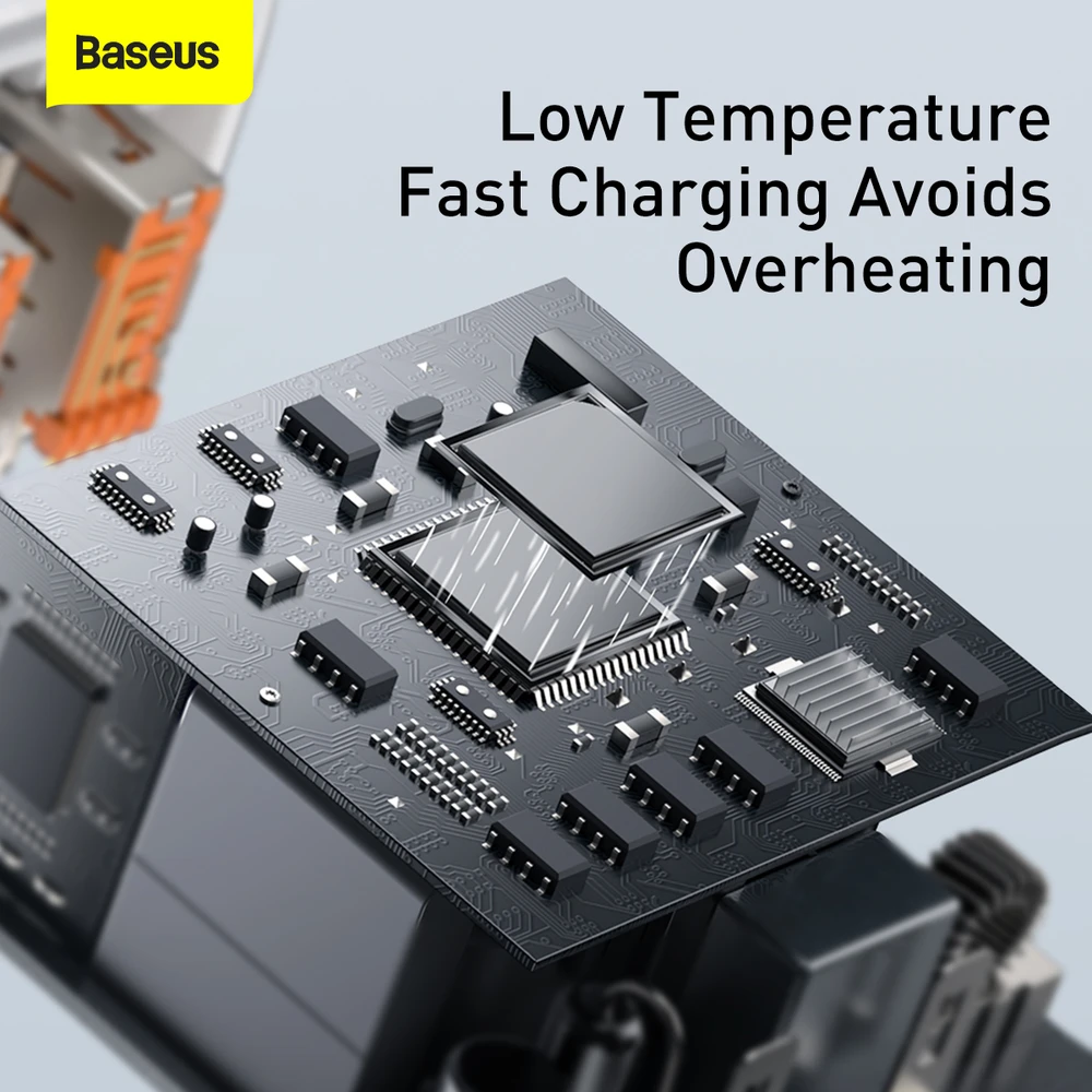 Baseus Sieninis įkroviklis 30W 2xUSB + USB-C QC3.0 PD3.0, baltas