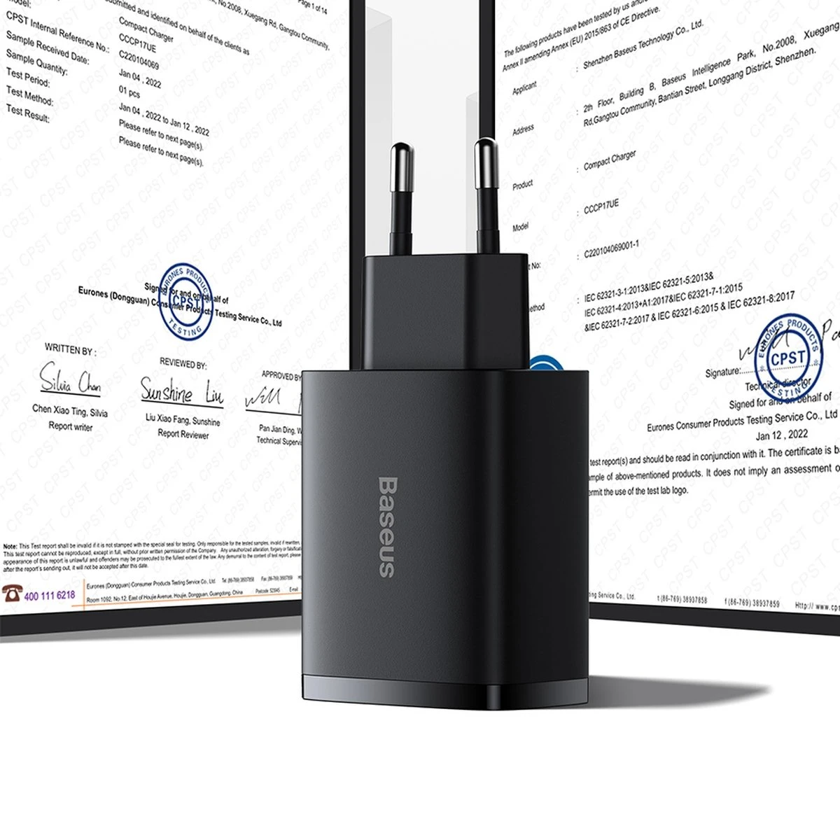 Baseus Sieninis įkroviklis 17W 3xUSB 3.4A, juodas