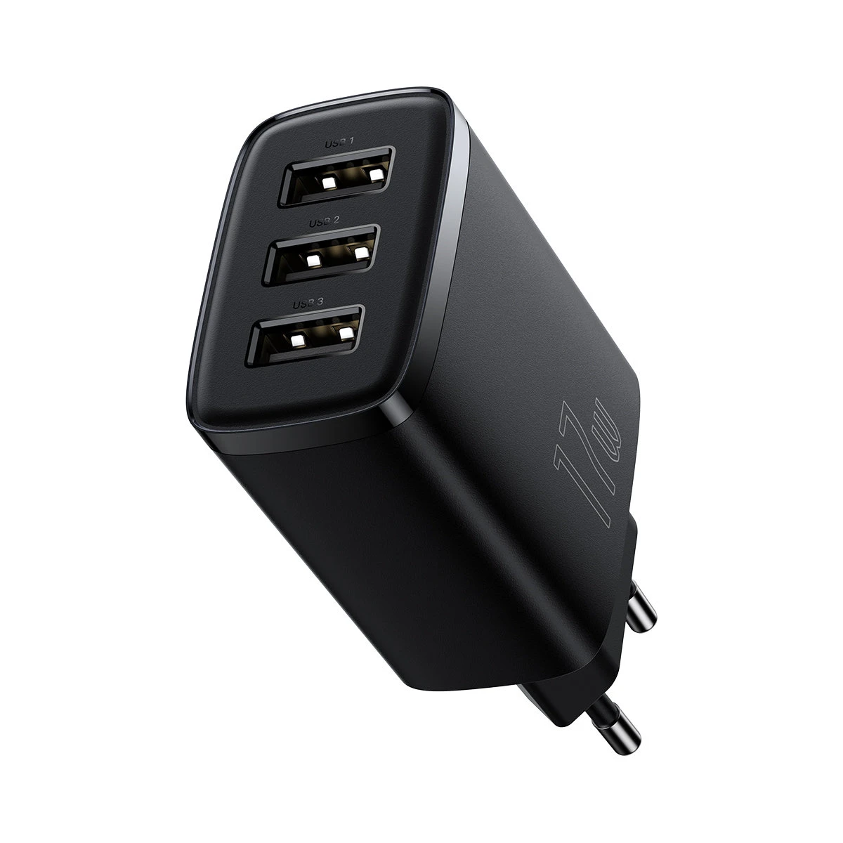 Baseus Sieninis įkroviklis 17W 3xUSB 3.4A, juodas