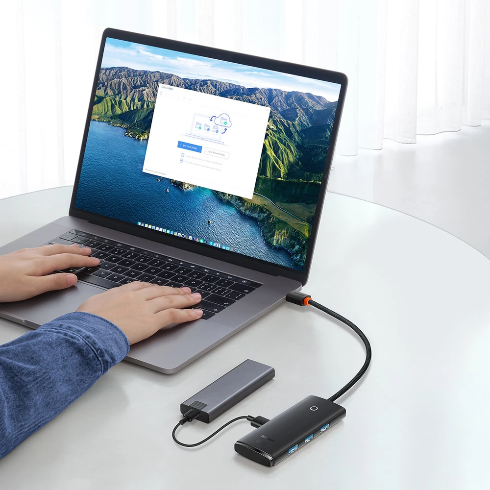 Baseus Šakotuvas USB-C 4 prievadų (USB 3.0) 25cm, juodas