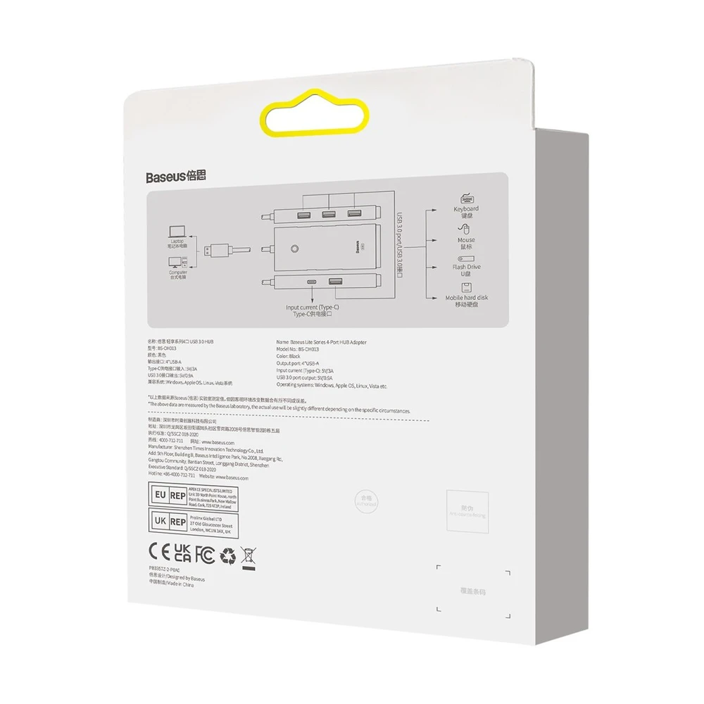Baseus Lite serijos šakotuvas 4in1 USB-C - 4 x USB 3.0 + USB-C 1m – Juodas