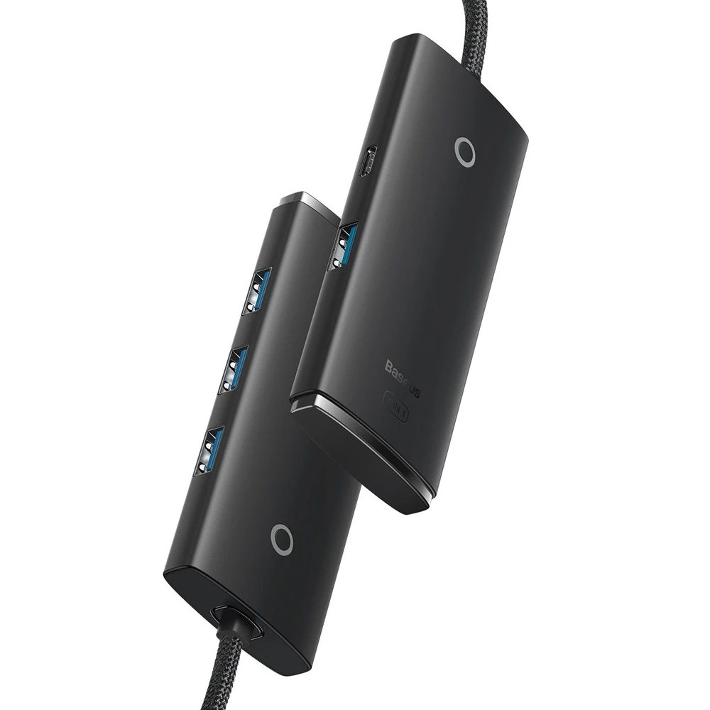 Baseus Šakotuvas USB-A 4 prievadų (USB 3.0) 25cm, juodas