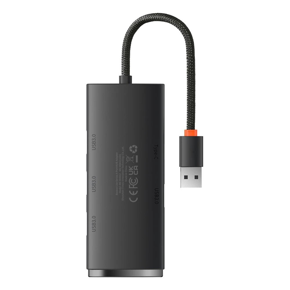 Baseus Šakotuvas USB-A 4 prievadų (USB 3.0) 25cm, juodas