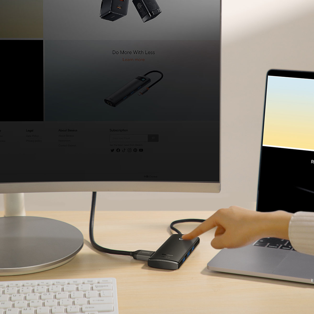 5in1 Baseus Lite serija USB-C 3x USB 3.0 + USB-C + HDMI šakotuvas (fekete)