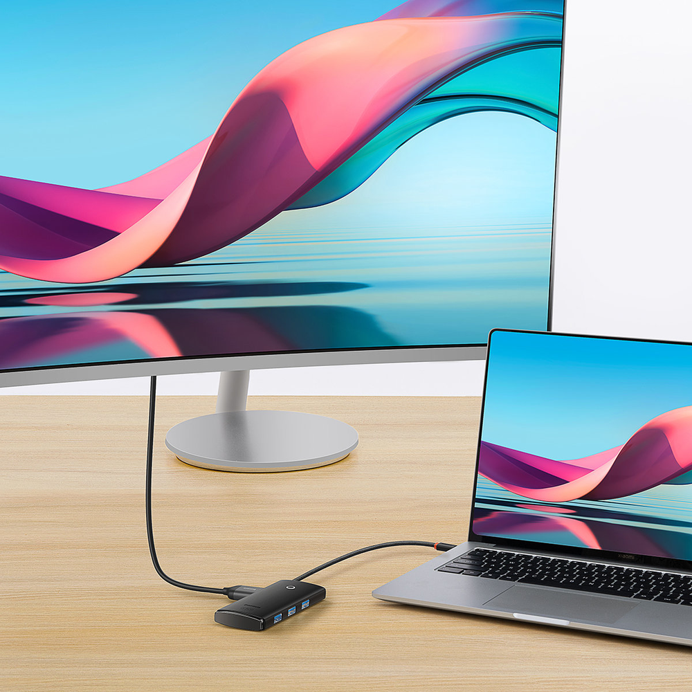 5in1 Baseus Lite serija USB-C 3x USB 3.0 + USB-C + HDMI šakotuvas (fekete)