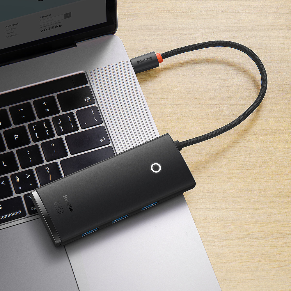5in1 Baseus Lite serija USB-C 3x USB 3.0 + USB-C + HDMI šakotuvas (fekete)