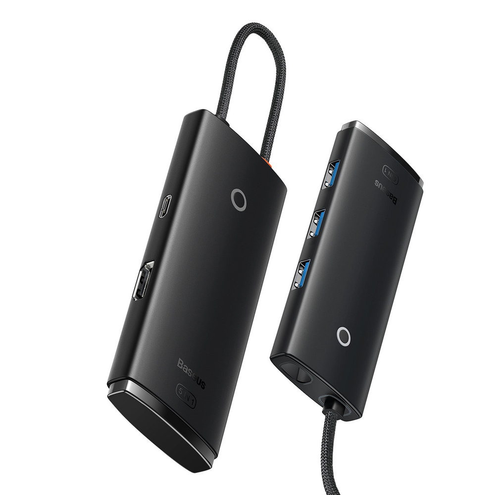 5in1 Baseus Lite serija USB-C 3x USB 3.0 + USB-C + HDMI šakotuvas (fekete)