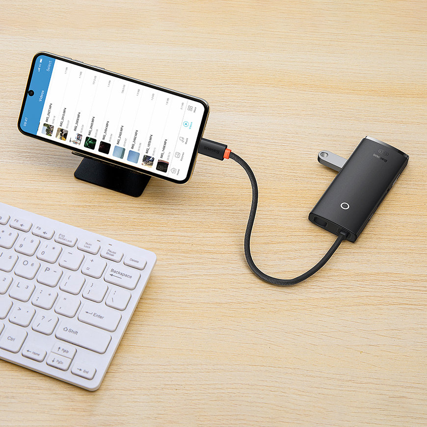5in1 Baseus Lite serija USB-C 3x USB 3.0 + USB-C + HDMI šakotuvas (fekete)