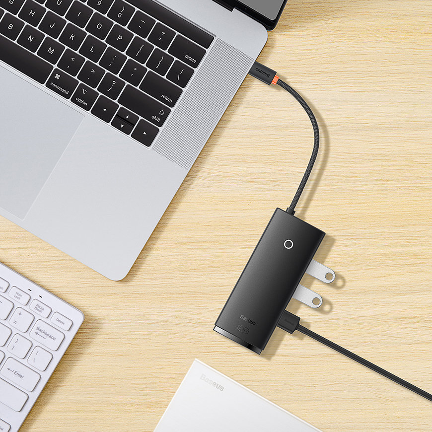 5in1 Baseus Lite serija USB-C 3x USB 3.0 + USB-C + HDMI šakotuvas (fekete)