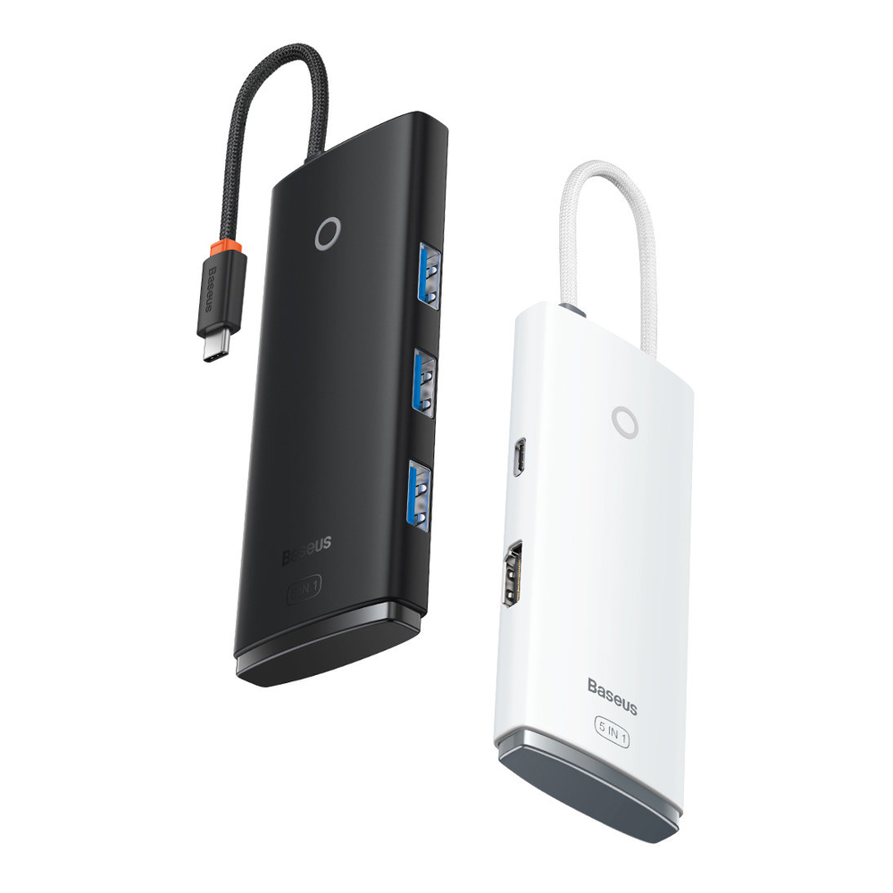 5in1 Baseus Lite serija USB-C 3x USB 3.0 + USB-C + HDMI šakotuvas (fekete)