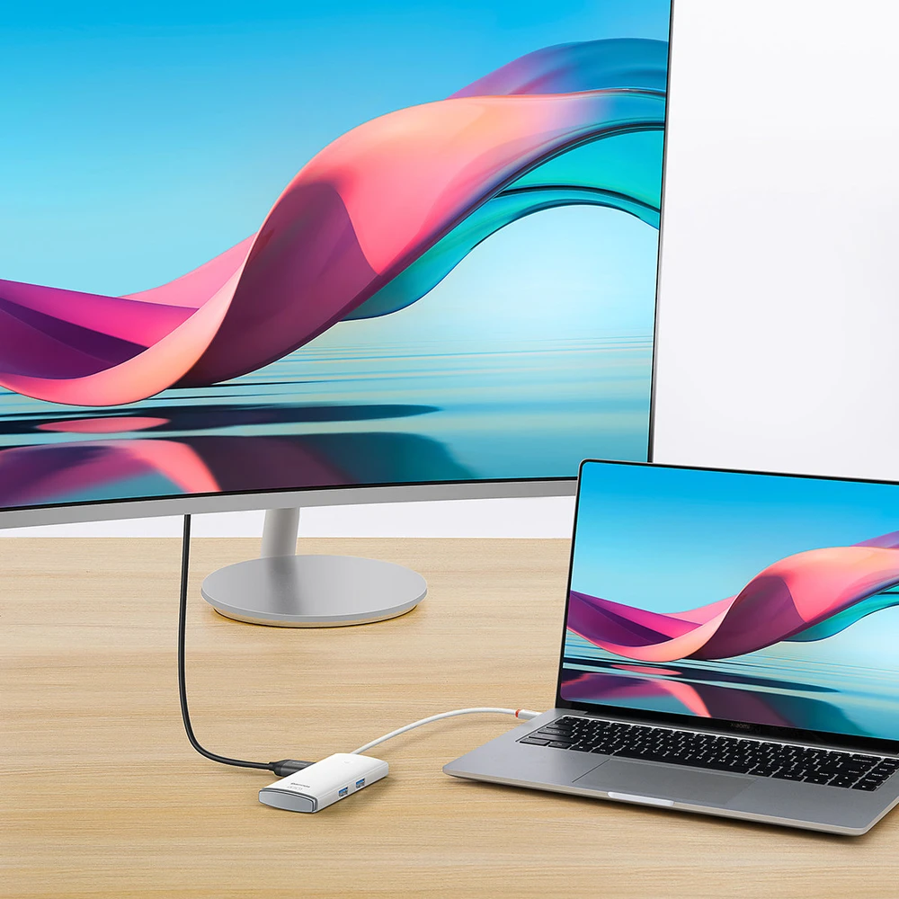 „Baseus Lite“ serijos daugiafunkcis HUB USB Type C - 2 x USB 3.0 / USB Type C PD / HDMI 1,4 / SD / TF baltas (baltas)