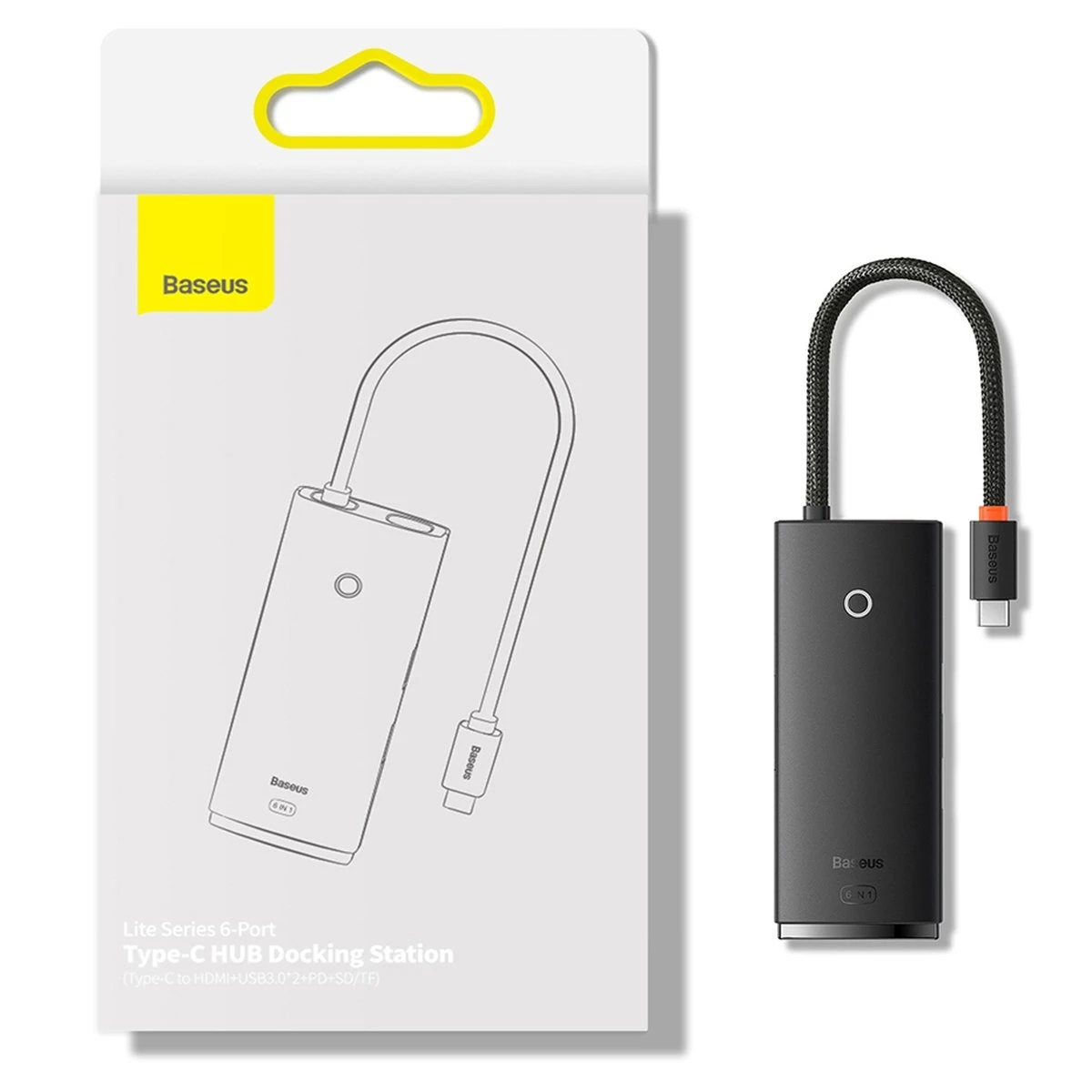 Jungčių stotelė / adapteris USB C kištukas - 2xUSB3.0, HDMI, USB C PD (krovimo), SD/Micro SD lizdai BASEUS
