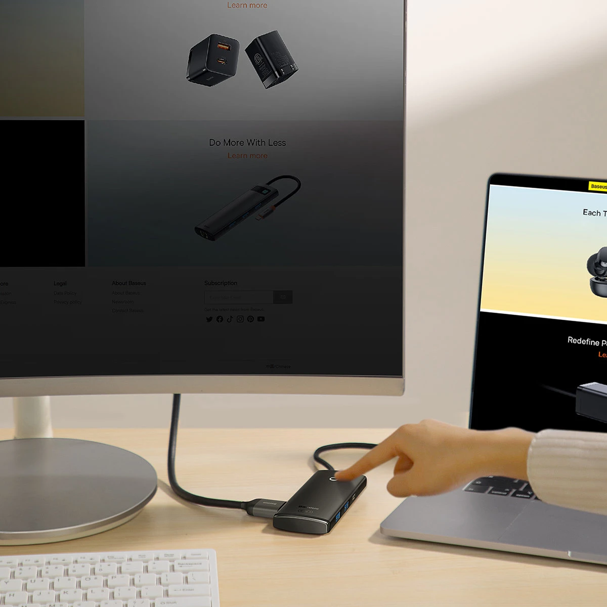 Jungčių stotelė / adapteris USB C kištukas - 2xUSB3.0, HDMI, USB C PD (krovimo), SD/Micro SD lizdai BASEUS