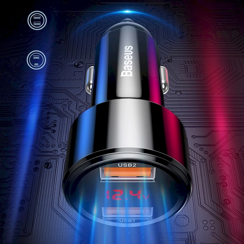 Baseus Magic automobilinis įkroviklis 2x USB QC 3.0 45W - Juodas