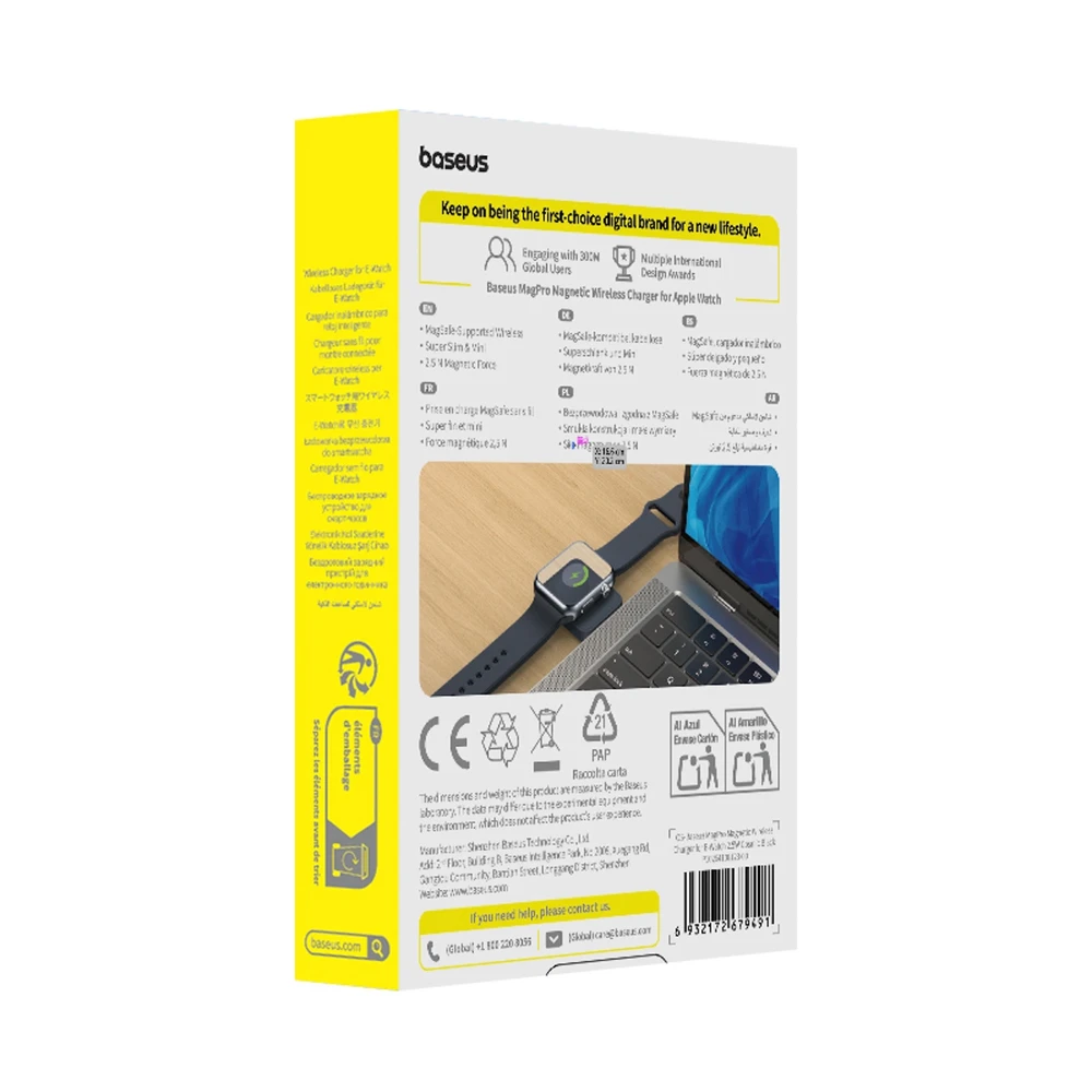 Baseus MagPro 2.5W Magnetic belaidis įkroviklis skirtas Apple Watch - juodos spalvos