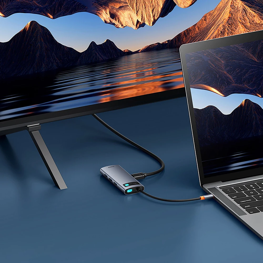 Baseus Metal Gleam Series 7-in-1 USB-C HUB Docking Station Kosminė pilka