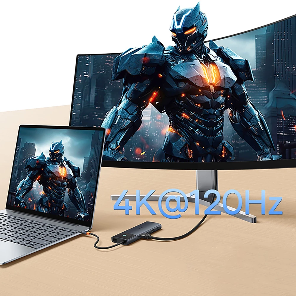 Jungčių stotelė / adapteris USB C kištukas - 1in10 2xHDMI RJ45 SD/TF USB3 BASEUS