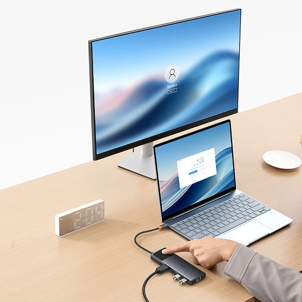 Jungčių stotelė / adapteris USB C kištukas - 1in10 2xHDMI RJ45 SD/TF USB3 BASEUS