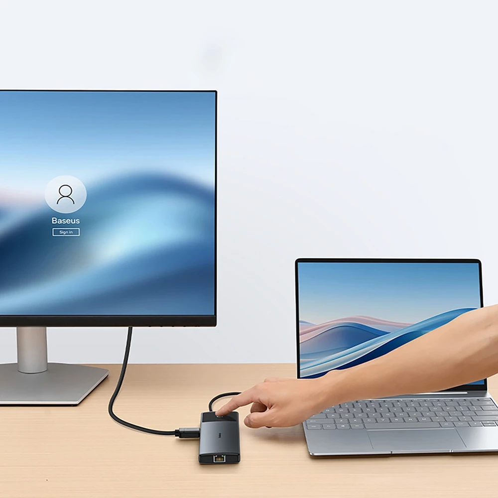 Jungčių stotelė / adapteris USB C kištukas - 1in10 2xHDMI RJ45 SD/TF USB3 BASEUS