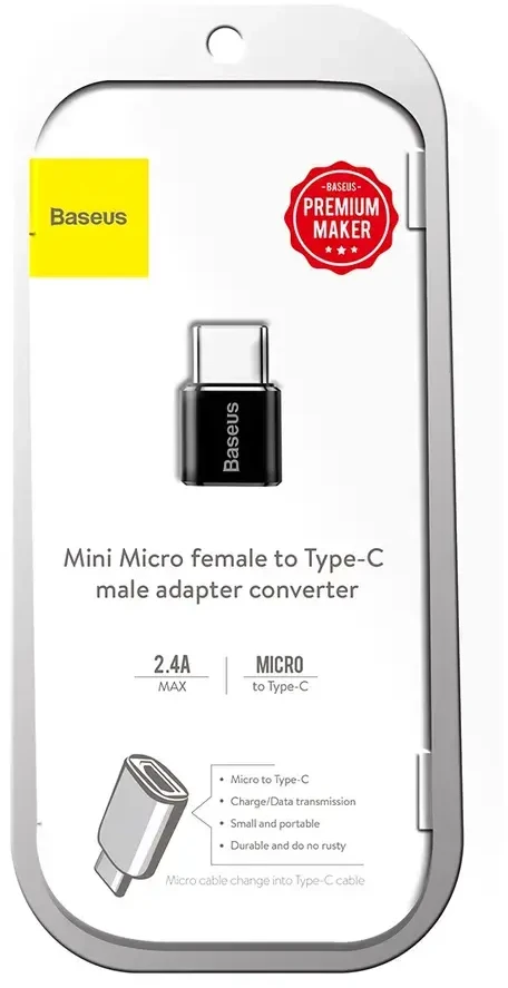 Adapteris Baseus USB C kištukas, micro USB B lizdas, OTG funkcija