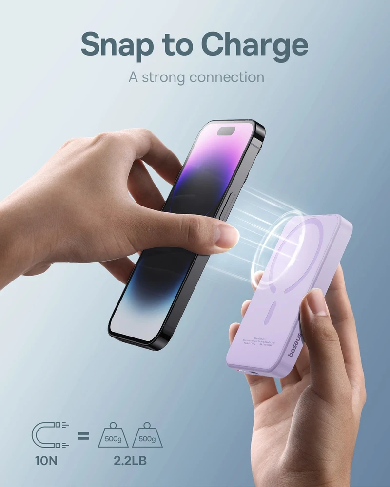 Magnetinis Mini Powerbank Baseus 5000mAh 20W (violetinė)