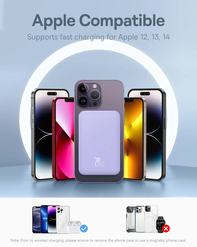 Magnetinis Mini Powerbank Baseus 5000mAh 20W (violetinė)