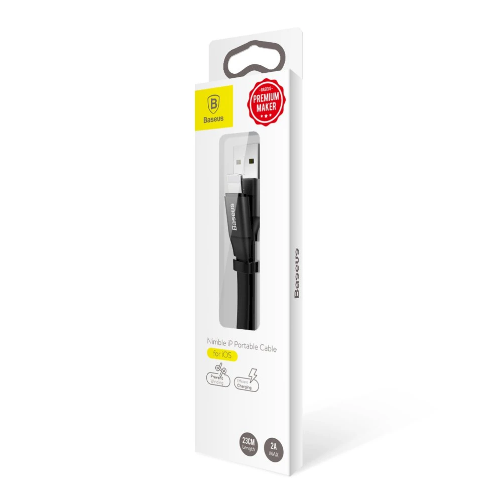 Baseus CALMBJ-B01 Nimble Portable kabelis Apple 23cm juodos spalvos