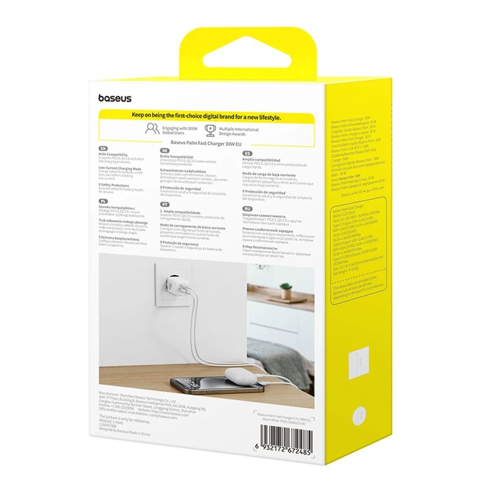 Baseus Palm 30W USB-C USB-A - balta
