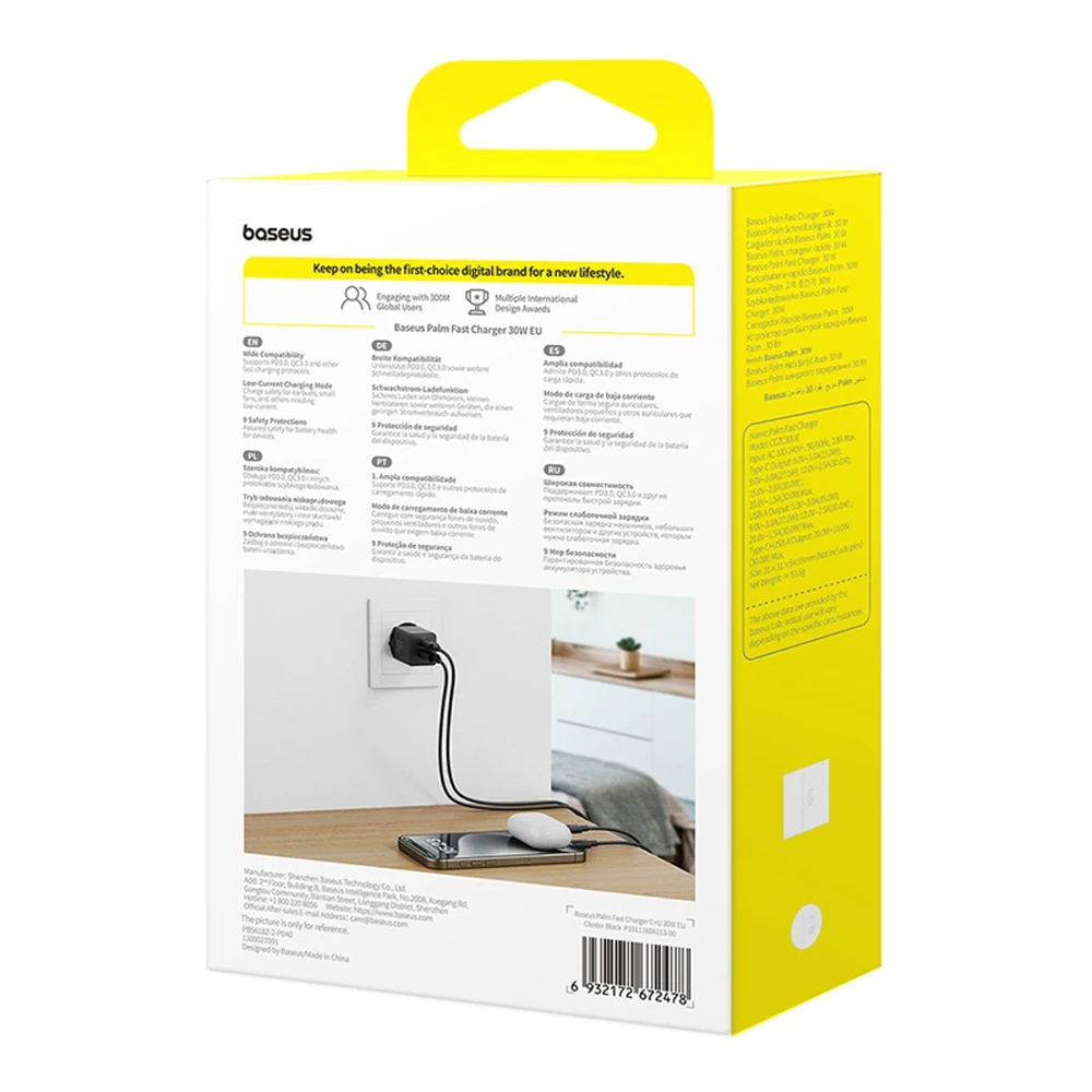 Baseus Palm 30W USB-C USB-A - juoda