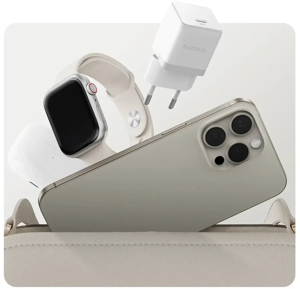 Baseus Sieninis įkroviklis Palm 20W USB-C QC3.0 PD3.0, baltas