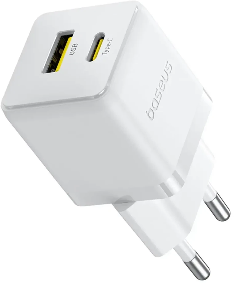 Baseus Delninė kelioninė įkrovimo stotelė | 30W | PD, QC | USB-C, USB-A | balta