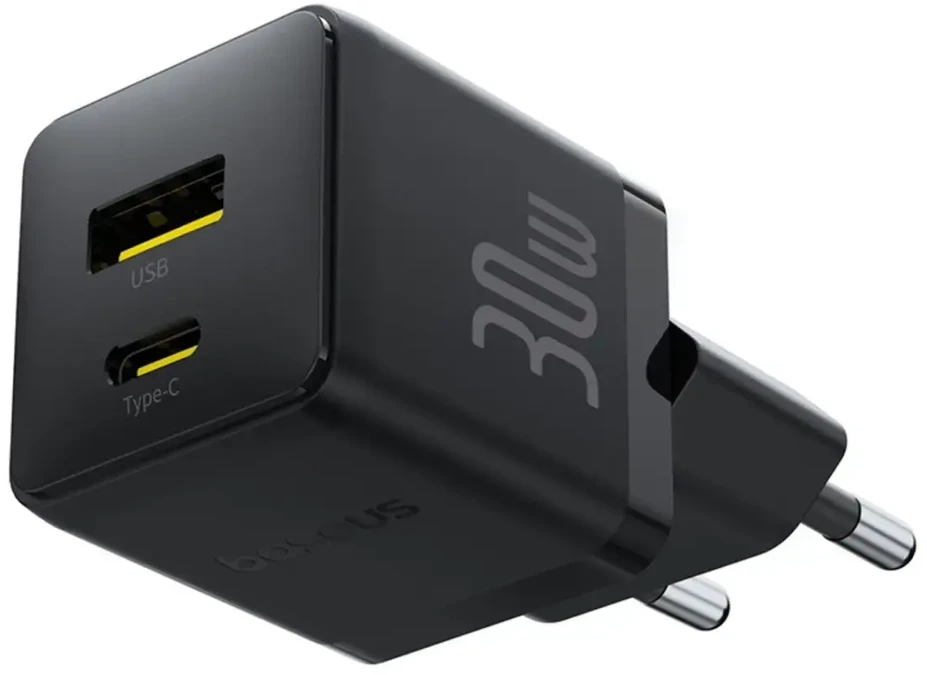 Baseus Delninė kelioninė įkroviklis | 30W | PD, QC | USB-C, USB-A | juodas