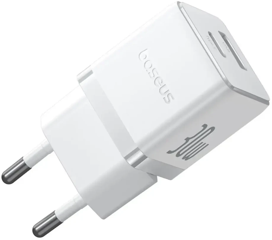 Baseus Delninė kelioninė įkrovimo stotelė | 30W | PD, QC | USB-C, USB-A | balta