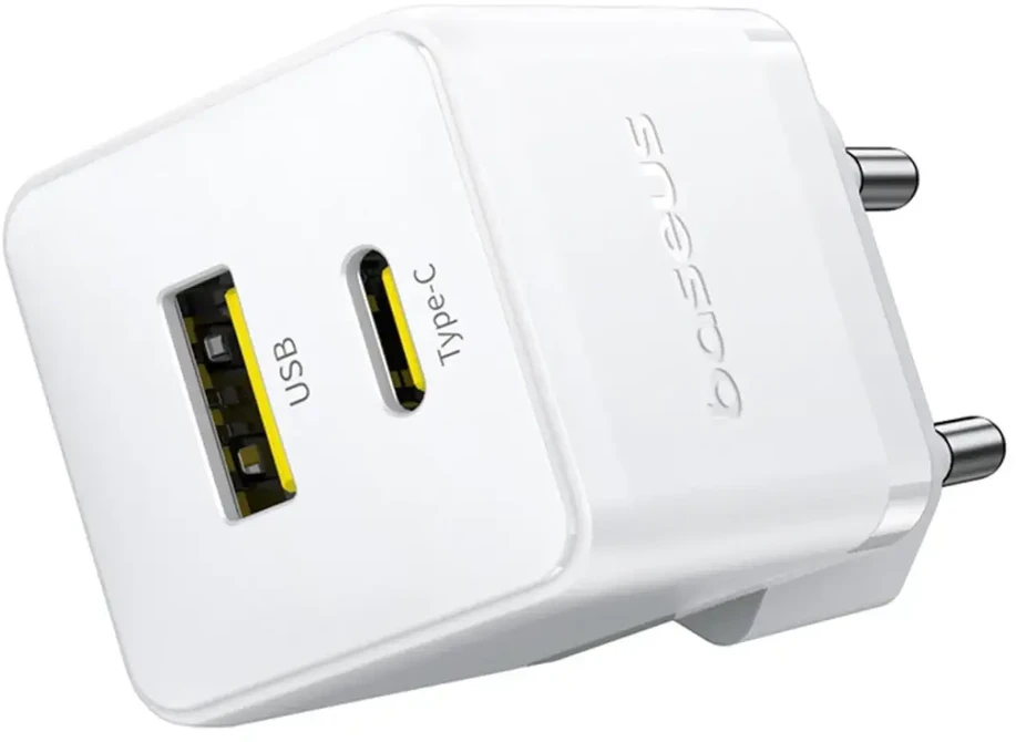 Baseus Delninė kelioninė įkrovimo stotelė | 30W | PD, QC | USB-C, USB-A | balta