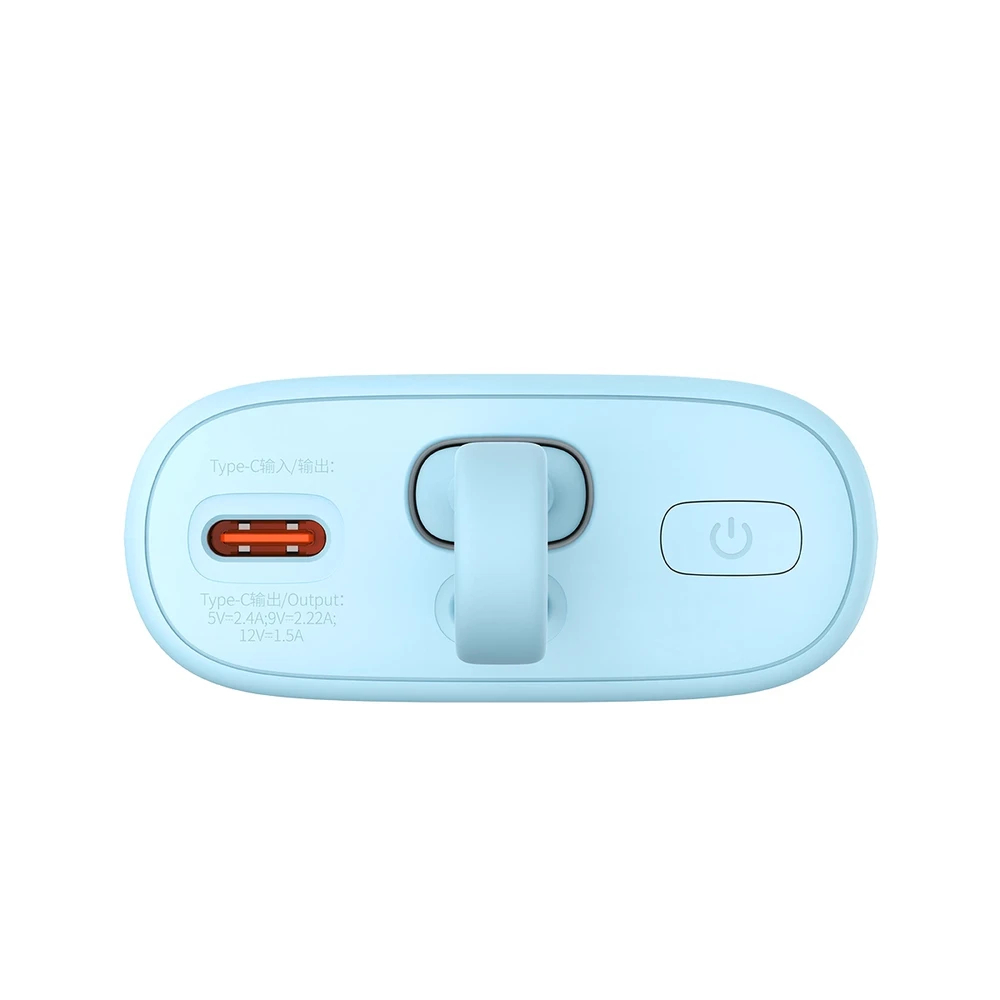 Baseus Popsicle 5200mAh 20W Powerbank with Built-in Lightning kabelis (+ Baltas Baseus Simple USB-C - USB-C 60W/20V/3A/30cm kabelis) - mėlyna-oranžinė