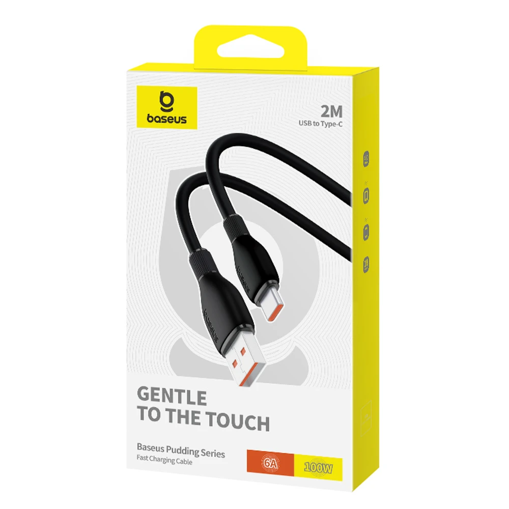 Baseus Pudding serijos 100W USB-A - USB-C kabelis 2m - Juodas