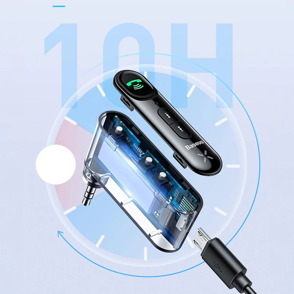 Baseus Qiyin AUX automobilinis Bluetooth imtuvas juodas