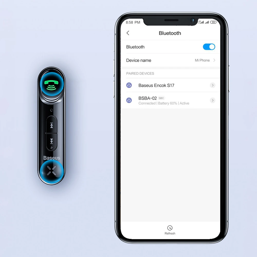 Baseus Qiyin AUX automobilinis Bluetooth imtuvas juodas