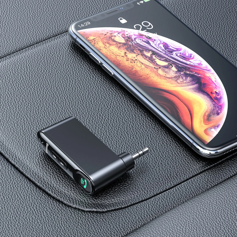Baseus Qiyin AUX automobilinis Bluetooth imtuvas juodas