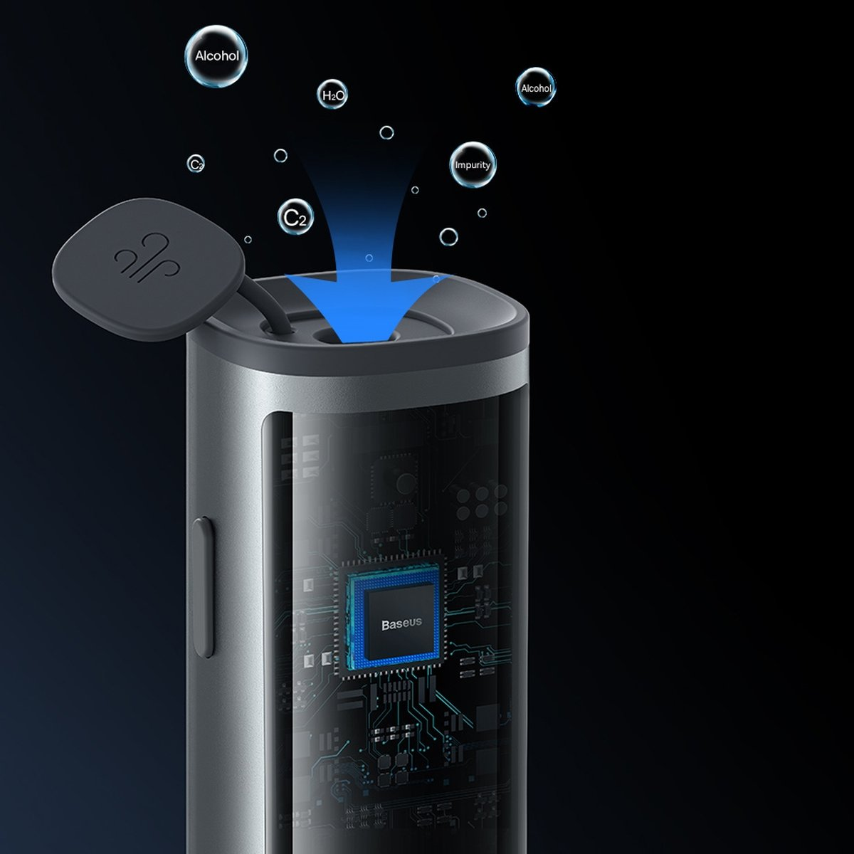 Baseus SafeJourney Pro elektroninis alkotesteris bekontaktis (pilkas)