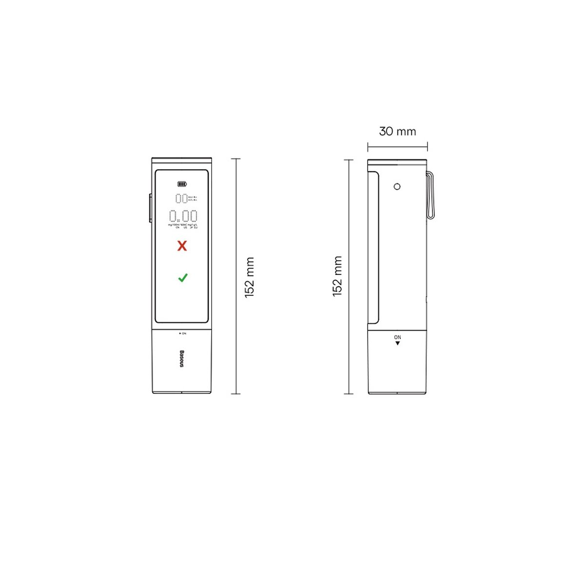 Baseus SafeJourney Pro elektroninis alkotesteris bekontaktis (pilkas)