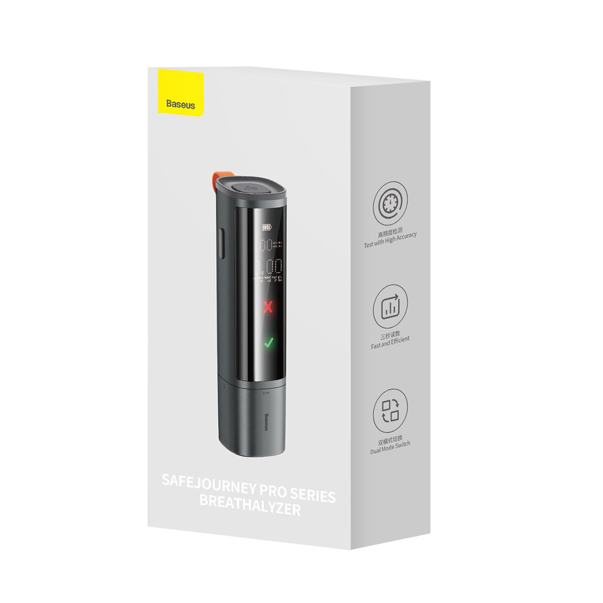 Baseus SafeJourney Pro elektroninis alkotesteris bekontaktis (pilkas)