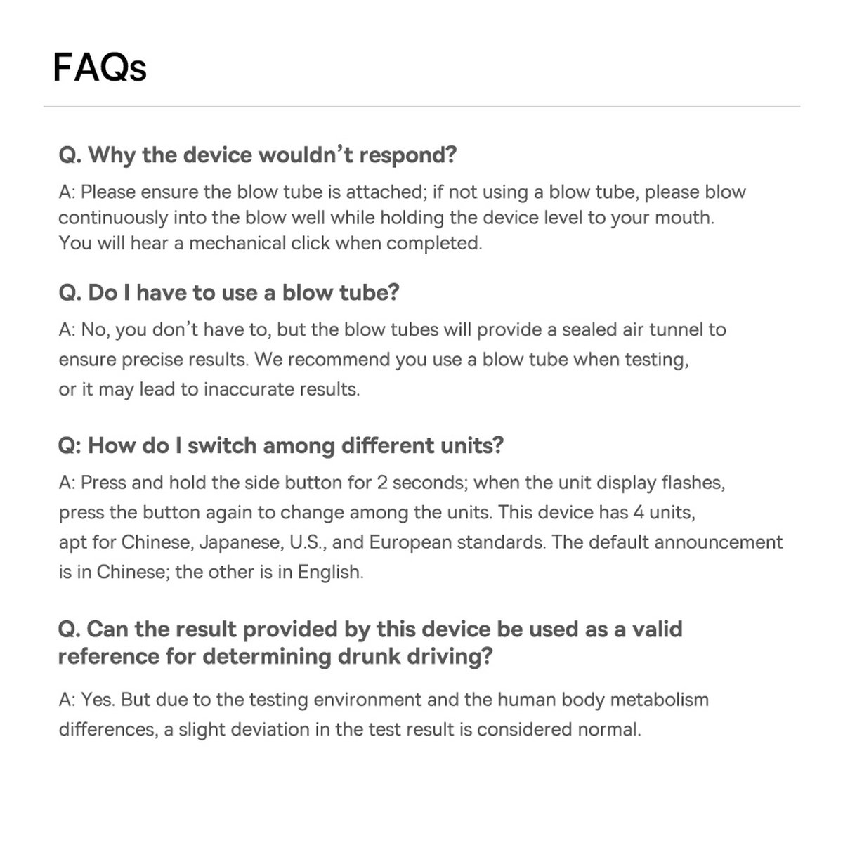 Baseus SafeJourney Pro elektroninis alkotesteris bekontaktis (pilkas)