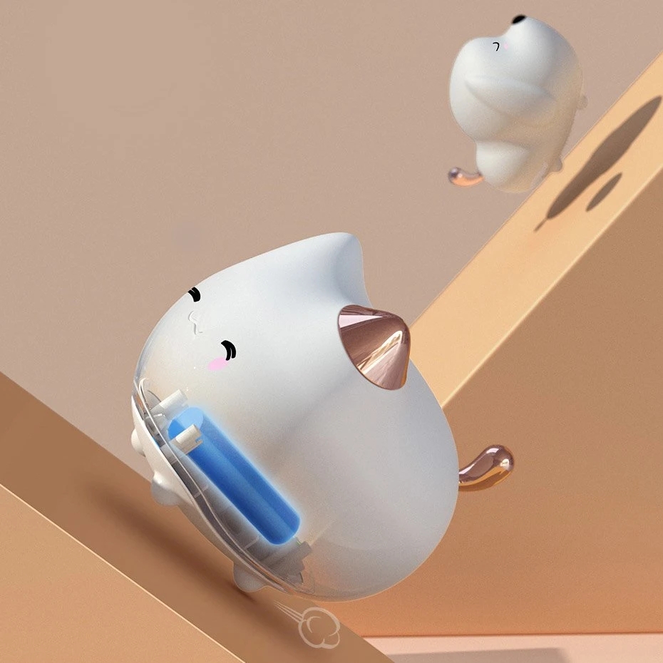 Baseus Cute serijos kačiuko silikoninė naktinė lemputė balta