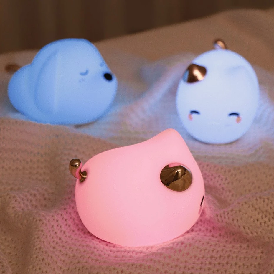 Baseus Cute serijos kačiuko silikoninė naktinė lemputė balta