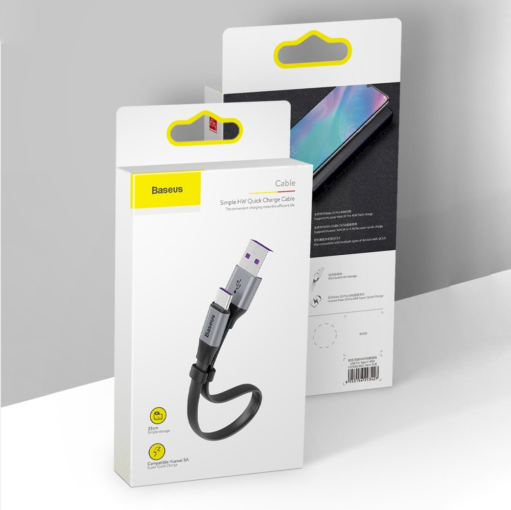 USB kabelis Baseus (CATMBJ-BG1) Type-C (40W) juodas 0.23M