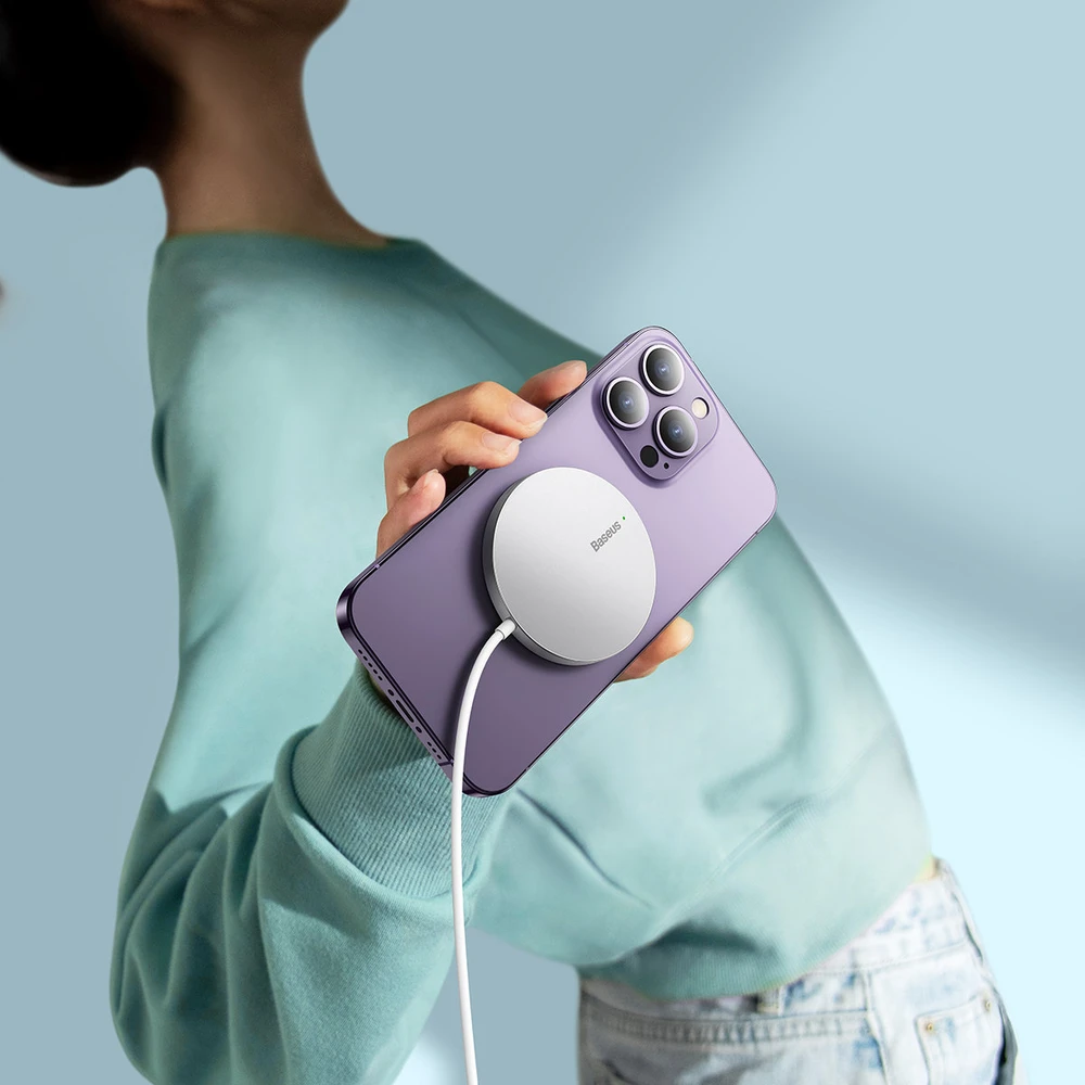 „Baseus Simple Mini3“ magnetinis belaidis įkroviklis 15 W (Sidabrinis)